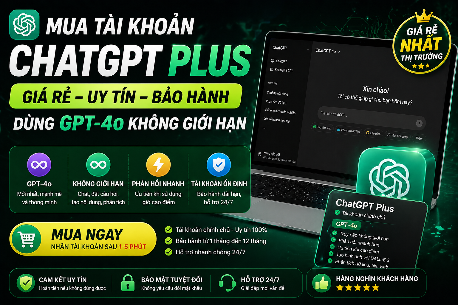 Mua Tài Khoản ChatGPT Plus Giá Rẻ – Dùng GPT-4o Không Giới Hạn
